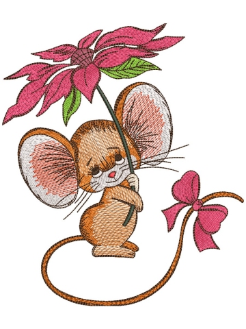 Myš s červeným kvetom